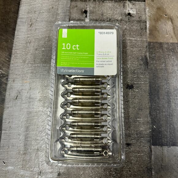 Style Selections 10 Ct. Satin Nickel Self-Closing 3/8 Inch Inset Hinges 0314979 - Picture 7 of 7